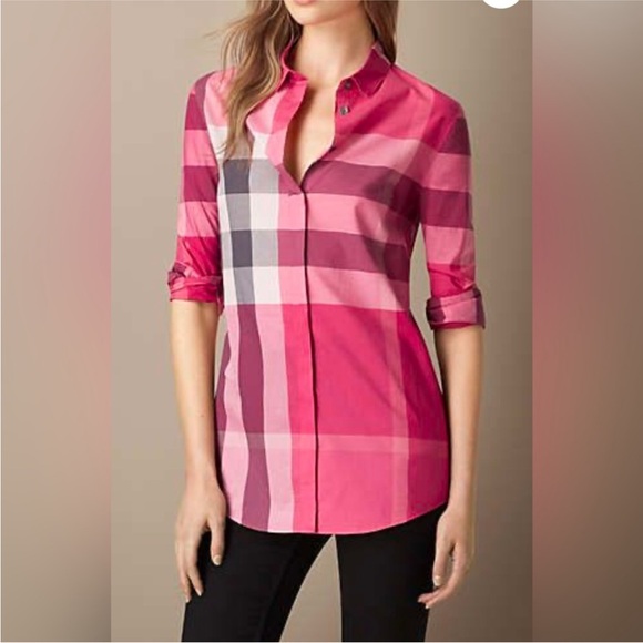 Burberry Brit Pink Check Button down Sz SP - Picture 2 of 7